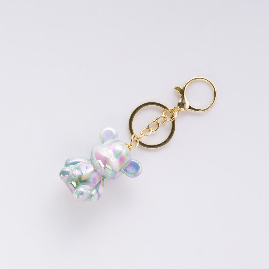 Keychain with colorful beads on a light gray background