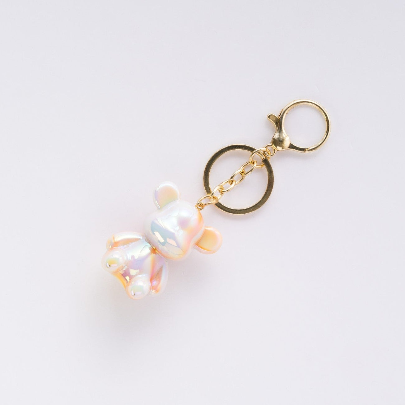 Iridescent Teddy Bear Keychain Charm