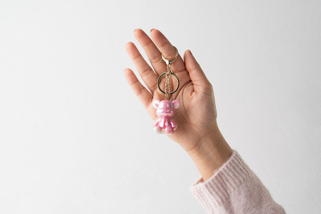 Iridescent Teddy Bear Keychain Charm