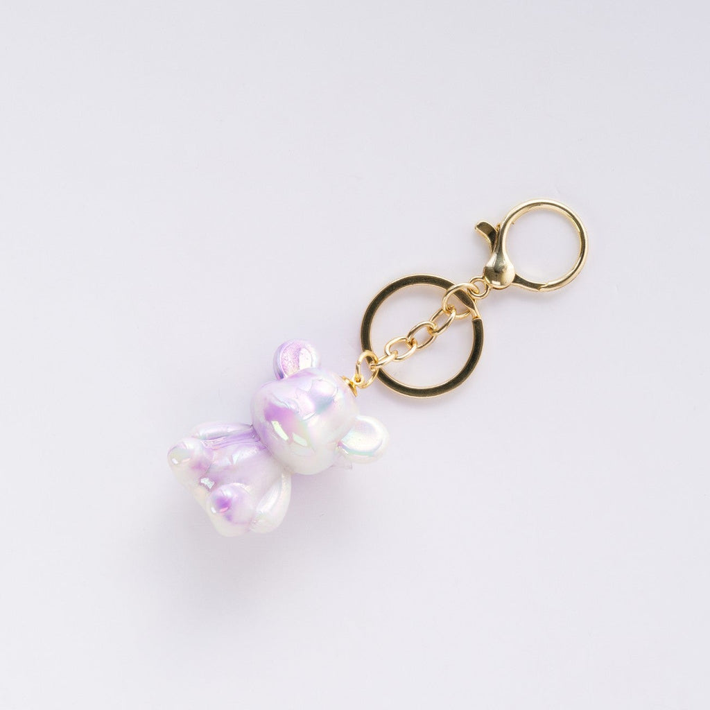 Iridescent Teddy Bear Keychain Charm
