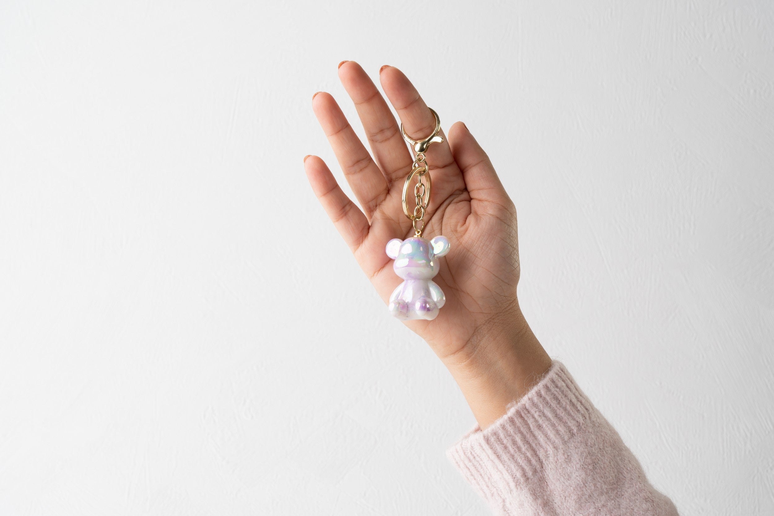 Iridescent Teddy Bear Keychain Charm