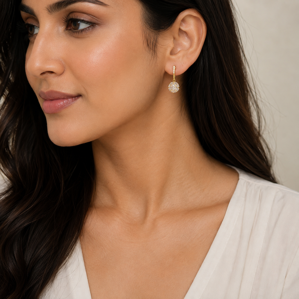 Crystal Sphere Drop Earrings