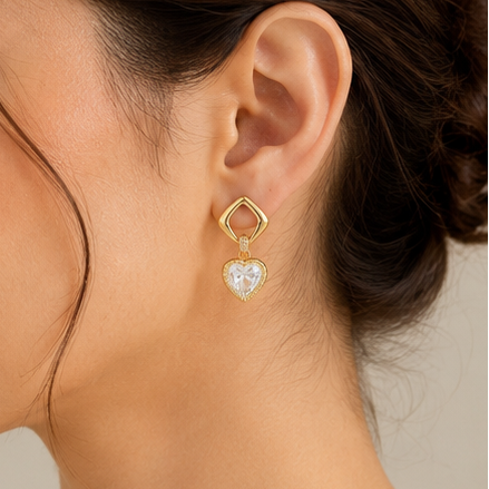 Heart Crystal Drop Earrings