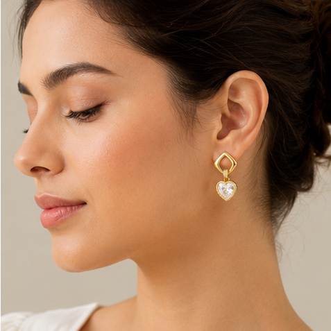 Heart Crystal Drop Earrings