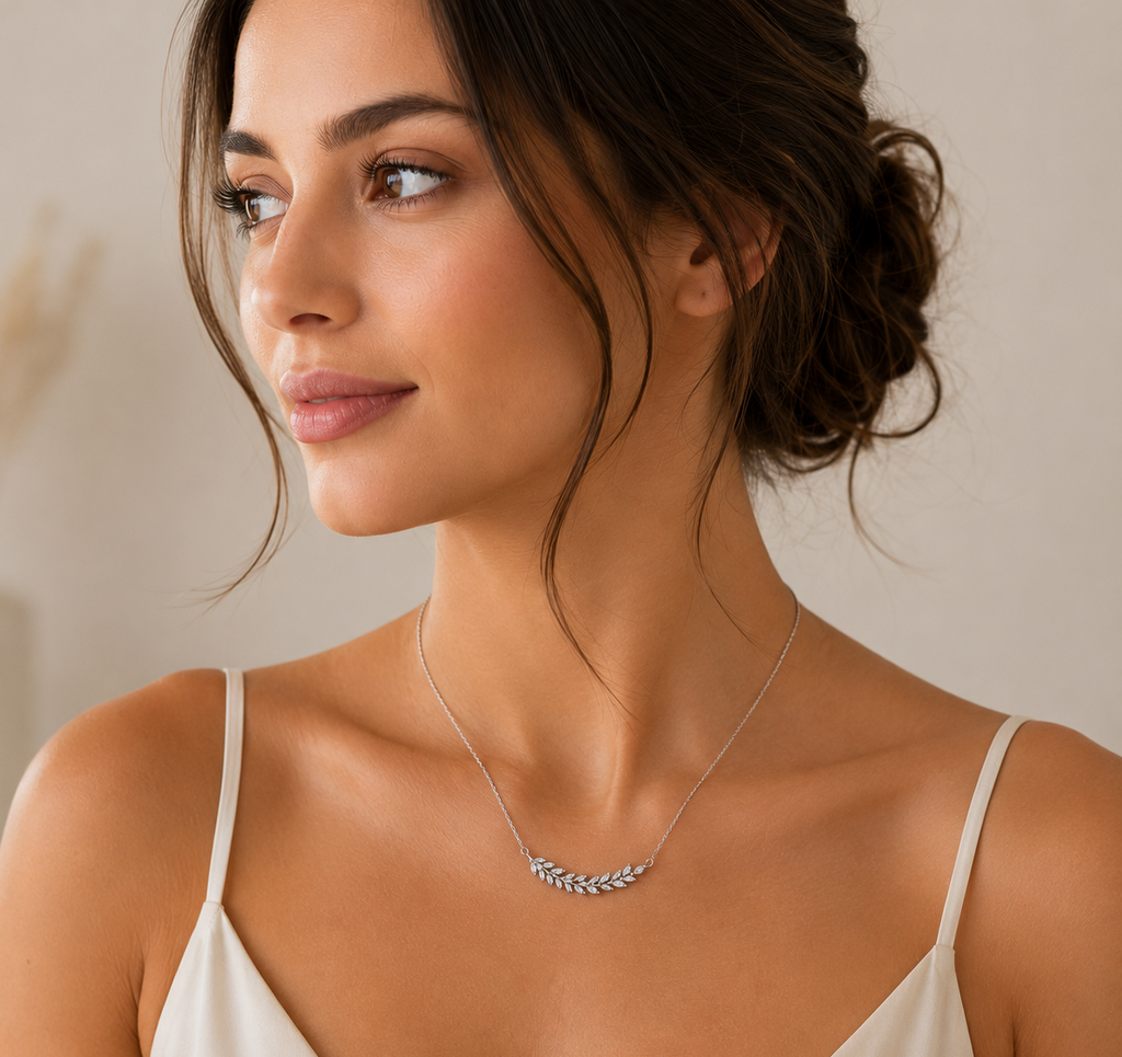 Leaf Vine Crystal Necklace