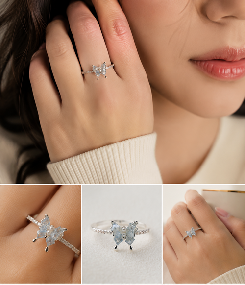 Butterfly Pearl & Crystal Statement Ring