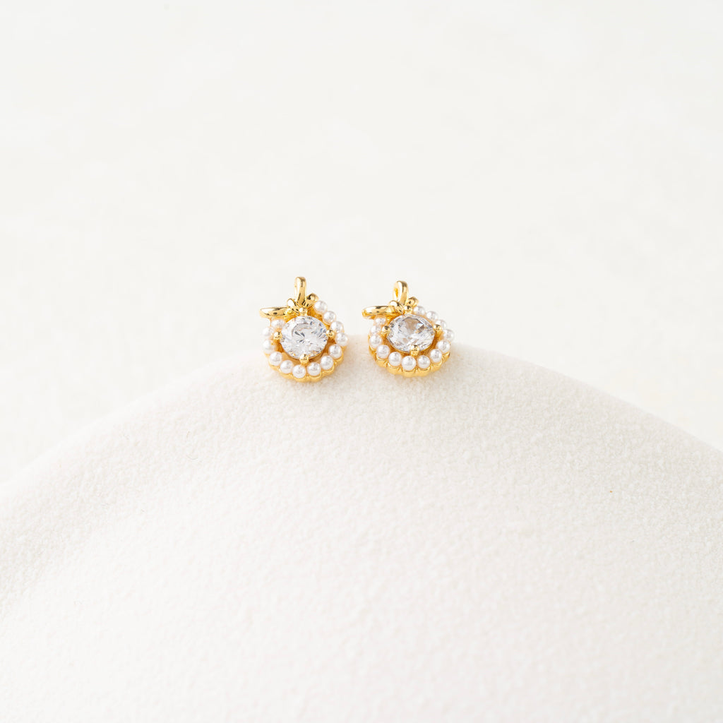 Stone & Pearl Halo Stud Earrings