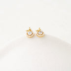 Stone & Pearl Halo Stud Earrings