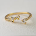 Delicate Bow & Heart Crystal Ring