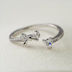 Delicate Bow & Heart Crystal Ring