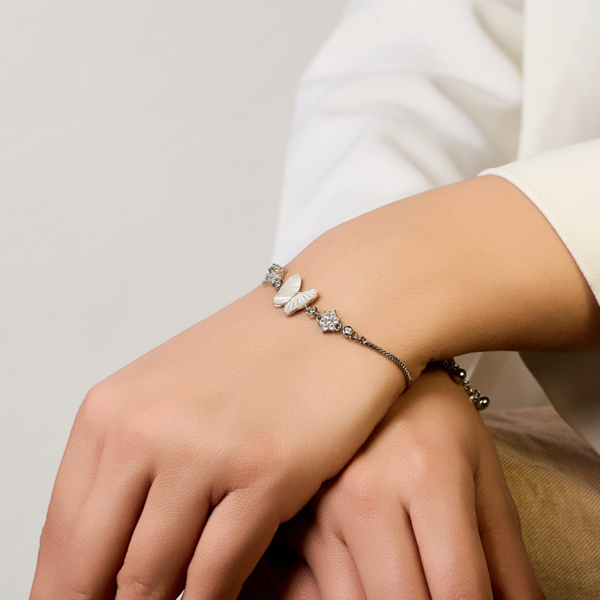 Butterfly Crystal Accent Adjustable Bracelet