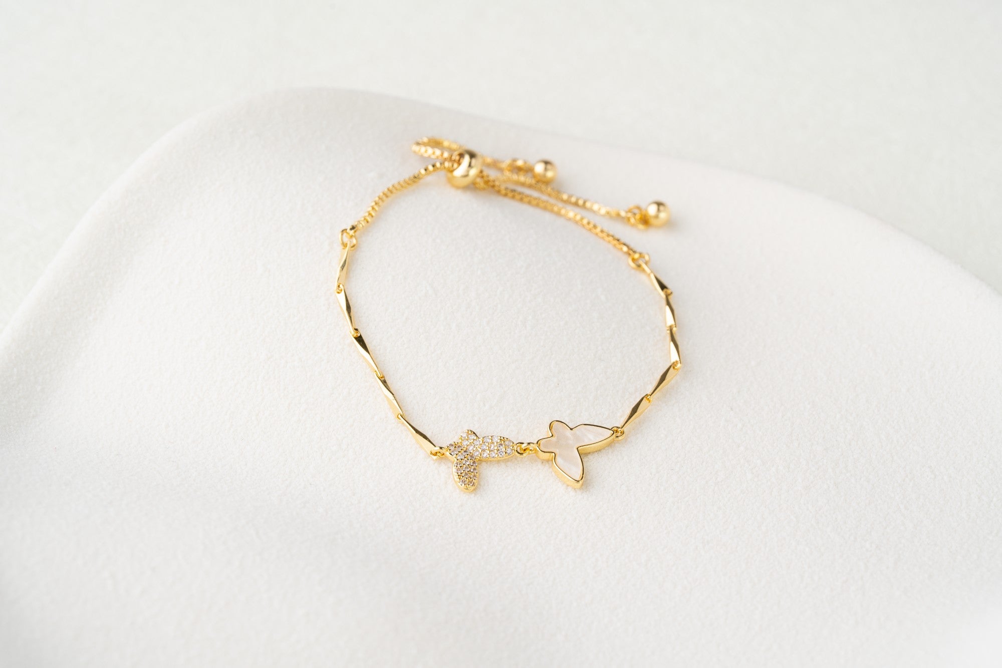 Dual Butterfly Charm Adjustable Bracelet