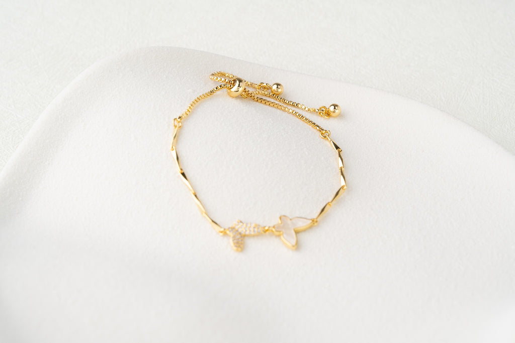 Dual Butterfly Charm Adjustable Bracelet