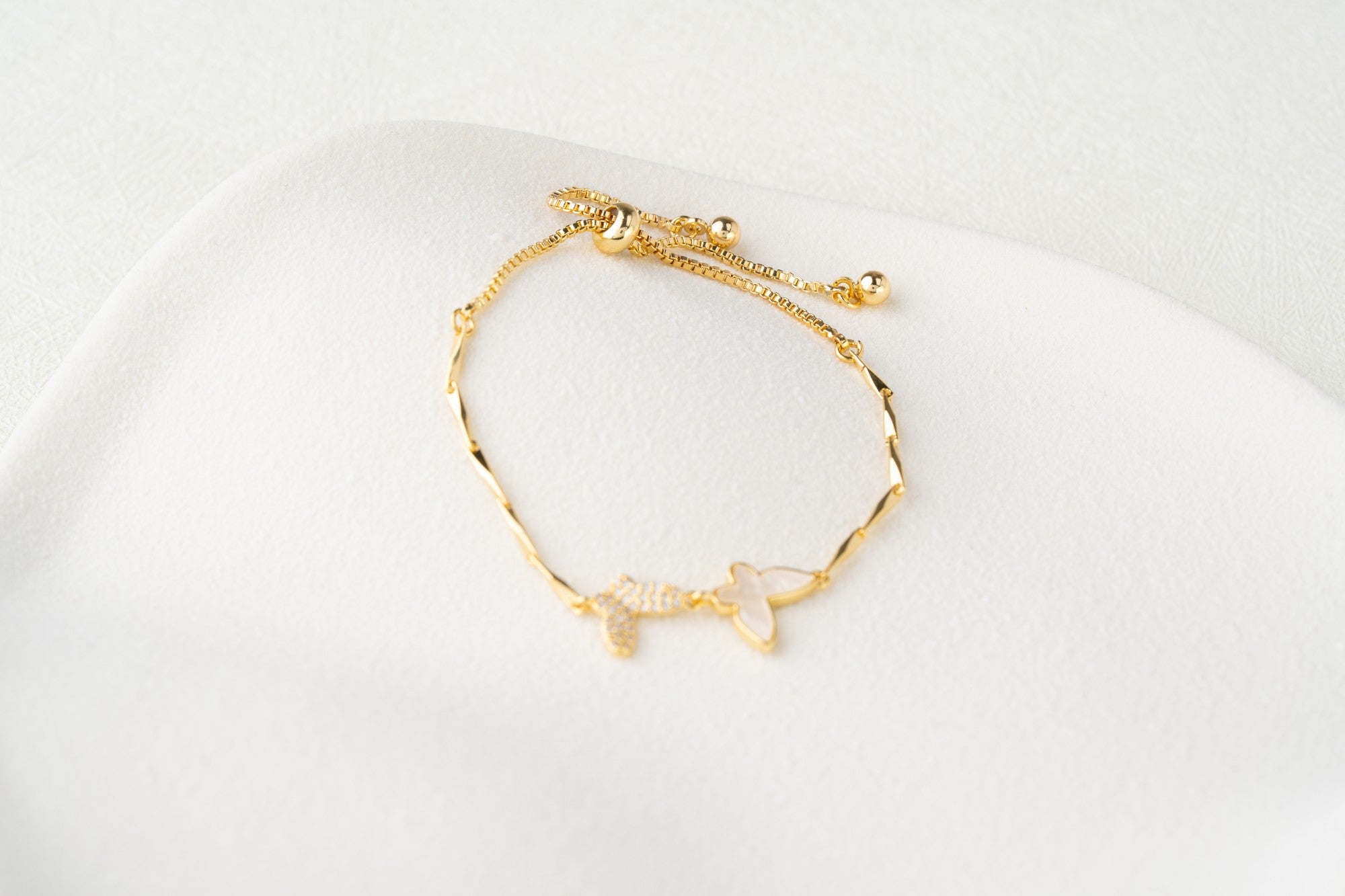 Dual Butterfly Charm Adjustable Bracelet