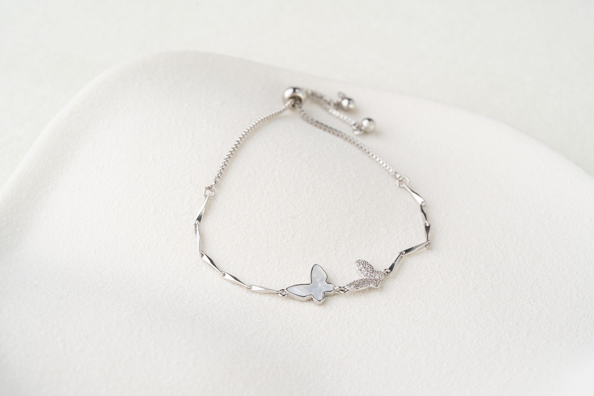 Dual Butterfly Charm Adjustable Bracelet