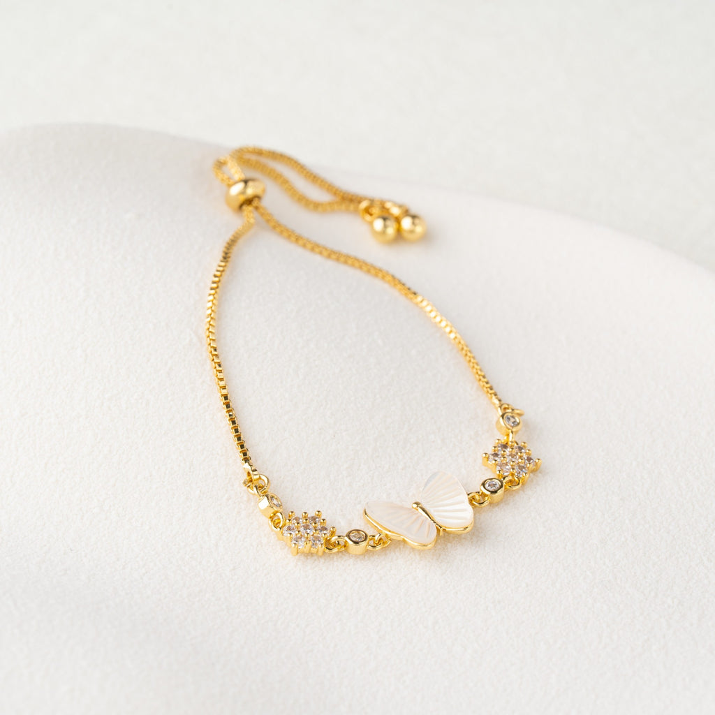 Butterfly Crystal Accent Adjustable Bracelet