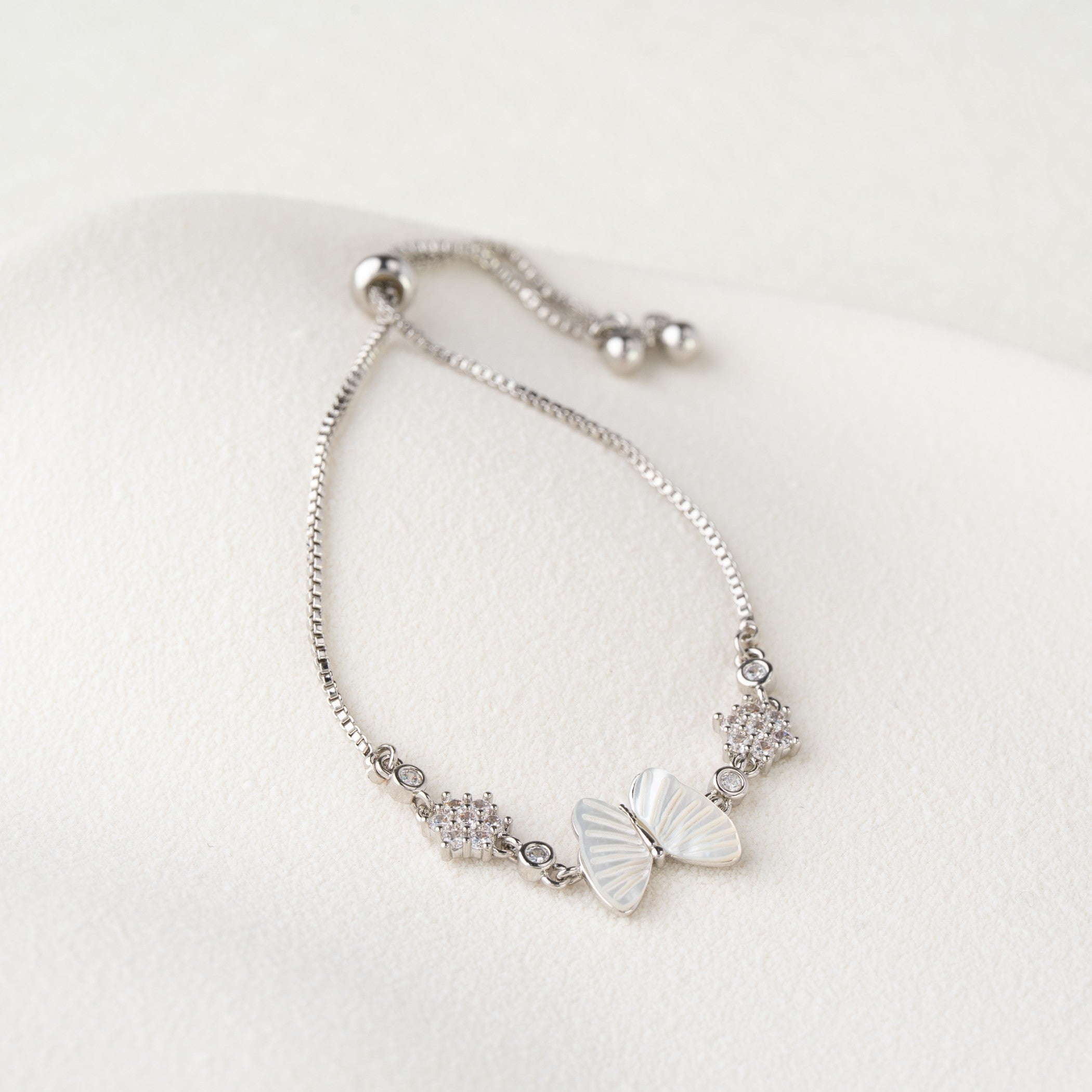 Butterfly Crystal Accent Adjustable Bracelet
