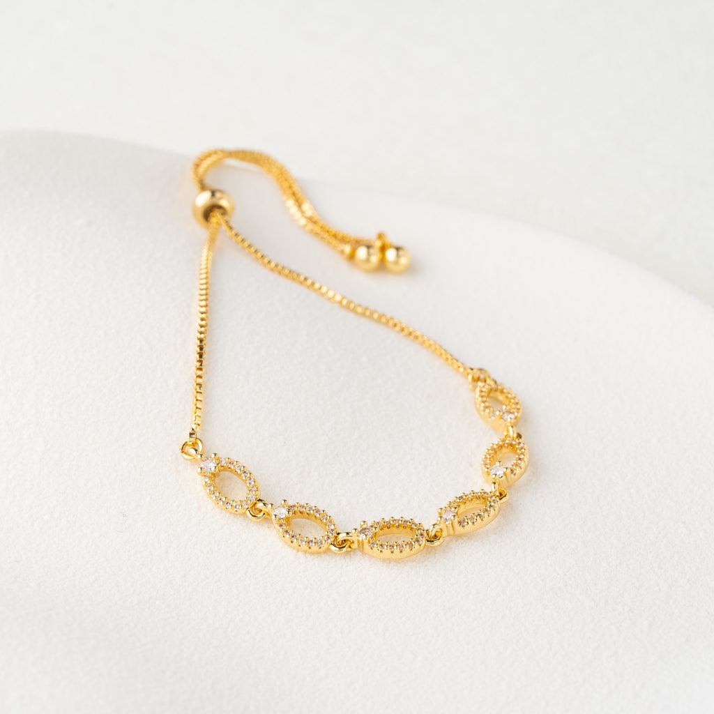 Crystal Oval Link Adjustable Bracelet