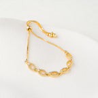 Crystal Oval Link Adjustable Bracelet