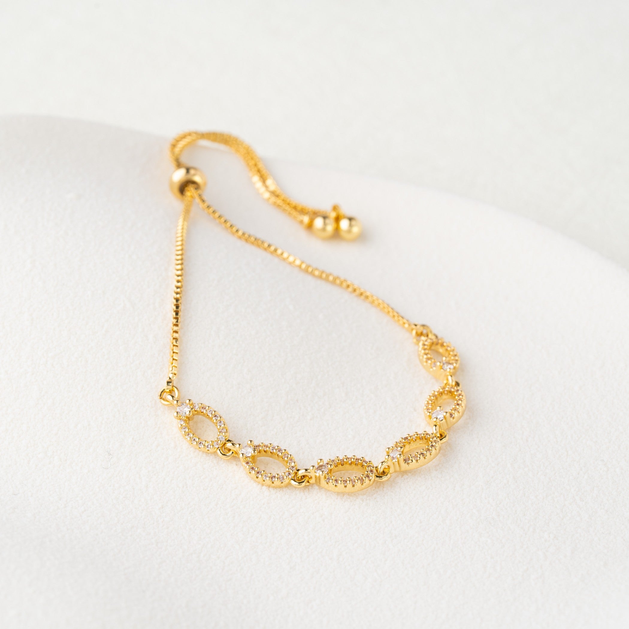 Crystal Oval Link Adjustable Bracelet