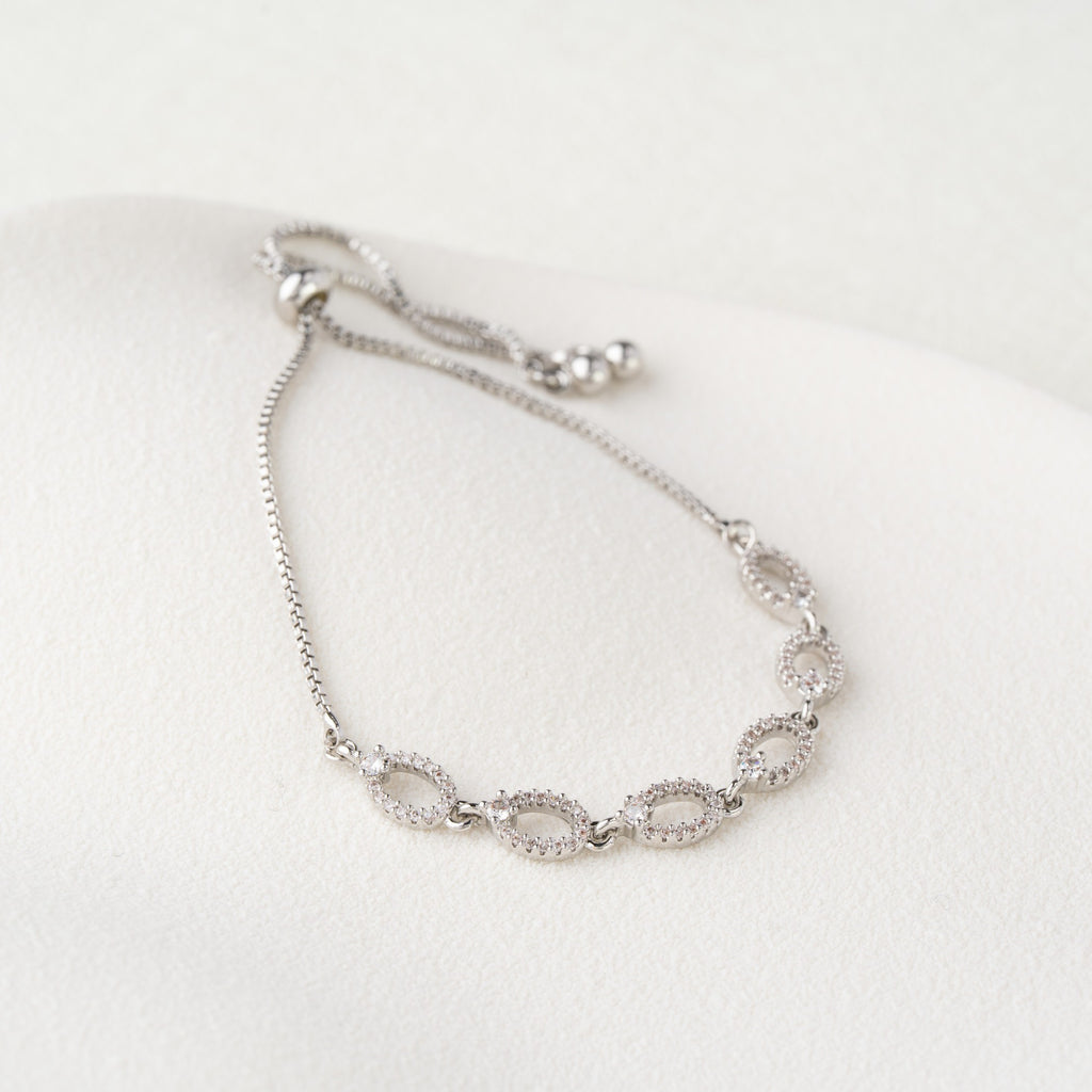 Crystal Oval Link Adjustable Bracelet