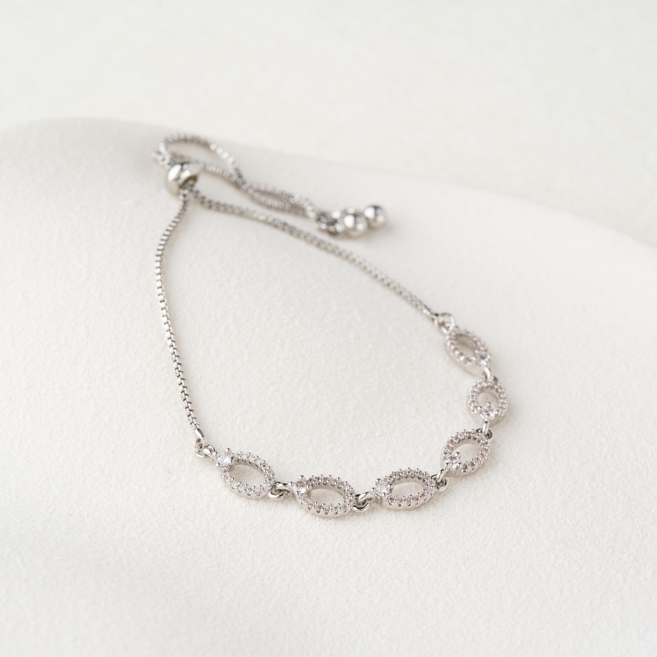 Crystal Oval Link Adjustable Bracelet