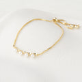 Pearl Line Adjustable Bracelet with Geometric Links