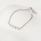 Pearl Line Adjustable Bracelet with Geometric Links