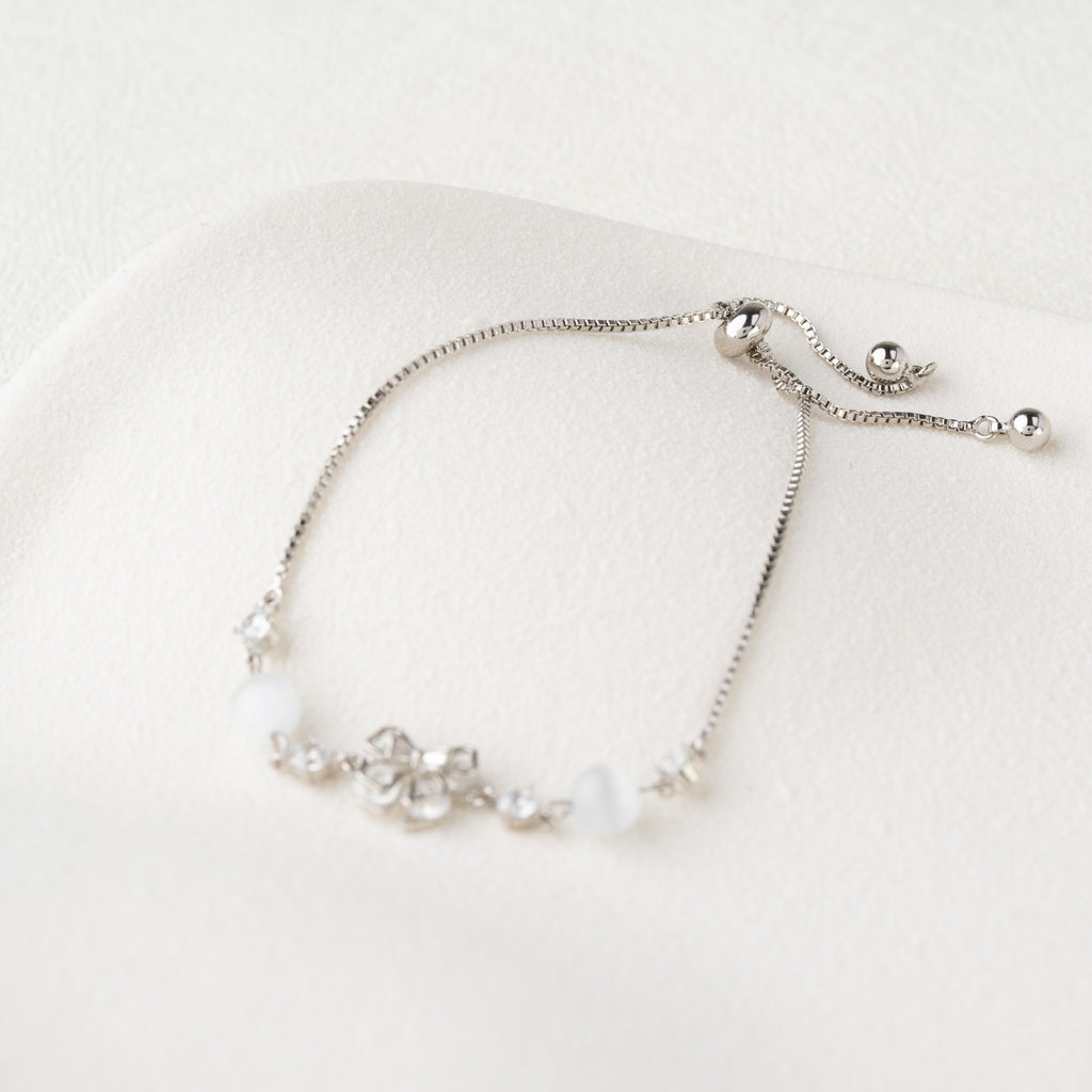 Floral Crystal Bead Adjustable Bracelet