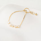 Floral Crystal & Pearl Bead Adjustable Bracelet
