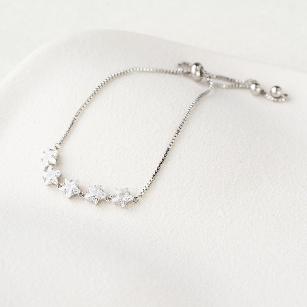 Floral Crystal & Pearl Bead Adjustable Bracelet