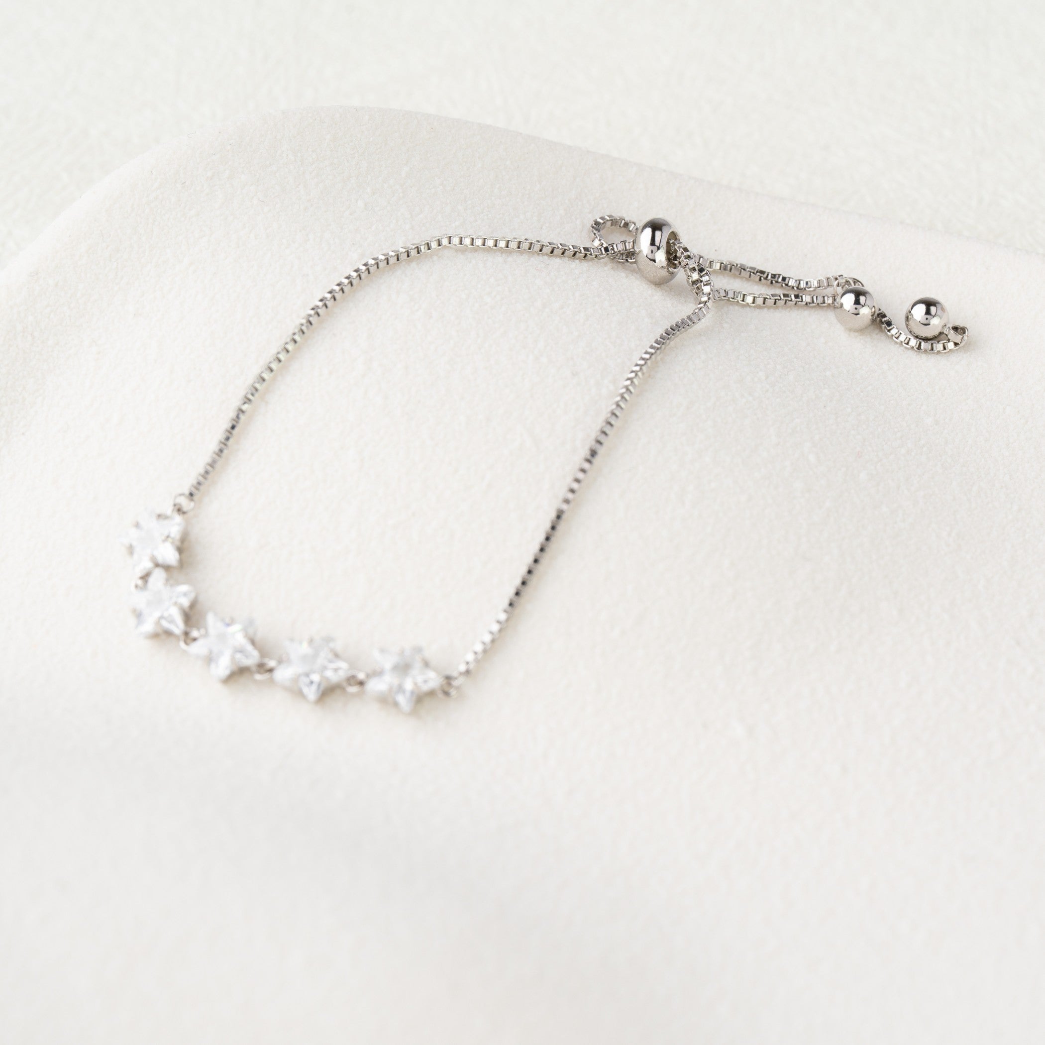 Floral Crystal & Pearl Bead Adjustable Bracelet