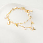 Layered Butterfly Charm & Crystal Adjustable Bracelet