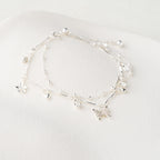 Layered Butterfly Charm & Crystal Adjustable Bracelet
