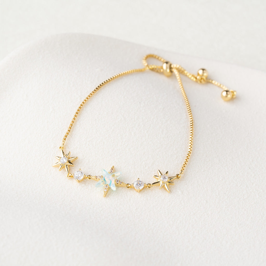 Celestial Star & Crystal Adjustable Bracelet