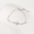 Flower Motif Crystal Adjustable Bracelet