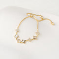 Geometric Clover & Crystal Adjustable Bracelet