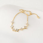 Geometric Clover & Crystal Adjustable Bracelet
