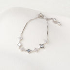 Geometric Clover & Crystal Adjustable Bracelet