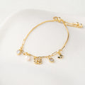 Multi Charm Crystal & Pearl Adjustable Bracelet