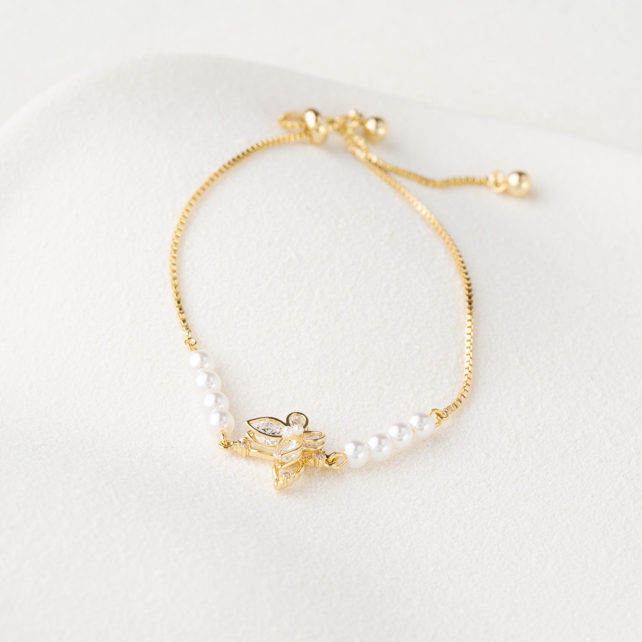 Butterfly Pearl Chain Bracelet