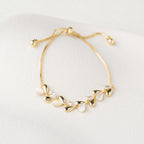 Leaf Pearl Drop Bracelet
