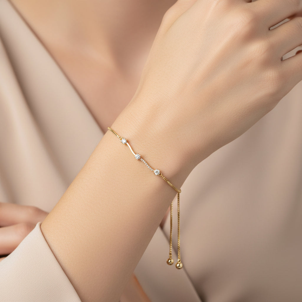 Minimal Crystal Bar Adjustable Bracelet