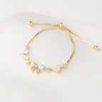 Opal Bow & Crystal Charm Adjustable Bracelet