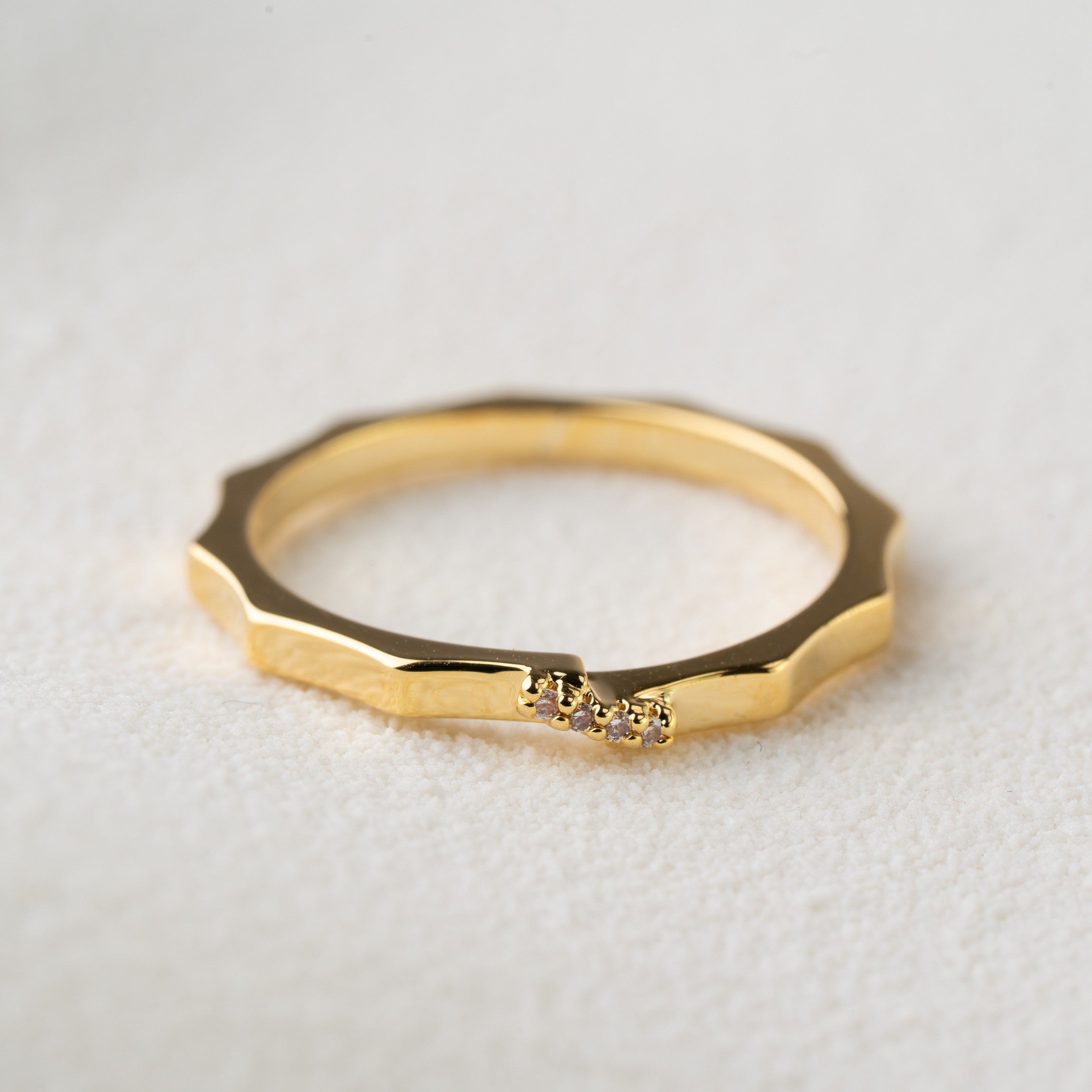 Facet Edge Gold Band Ring