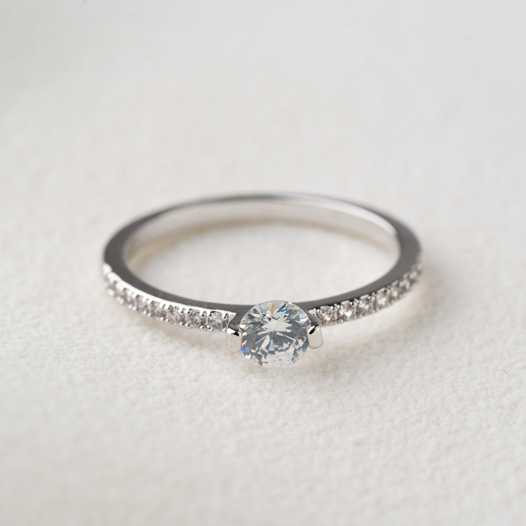 Classic Pavé Band Ring with Round Crystal
