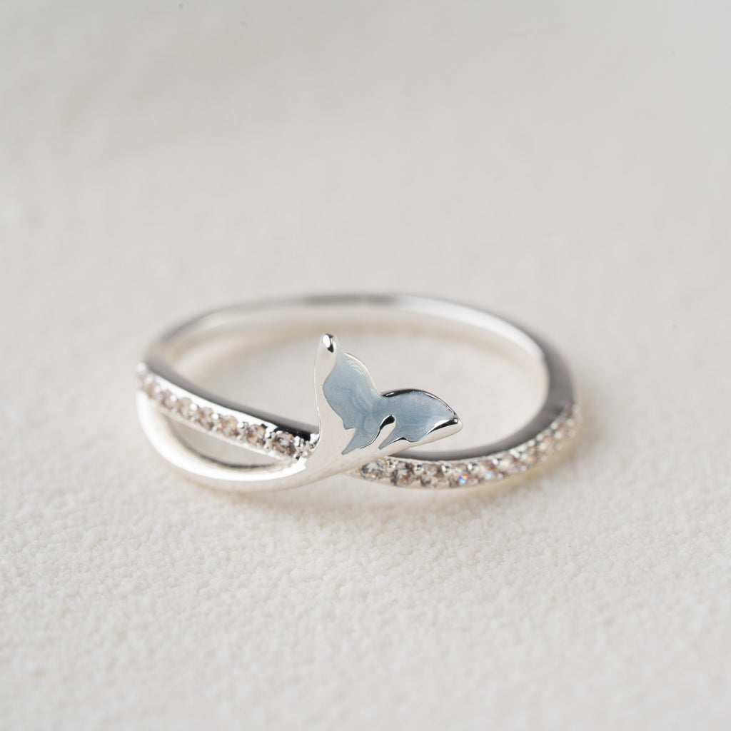 Mermaid Accent Crystal Band Ring
