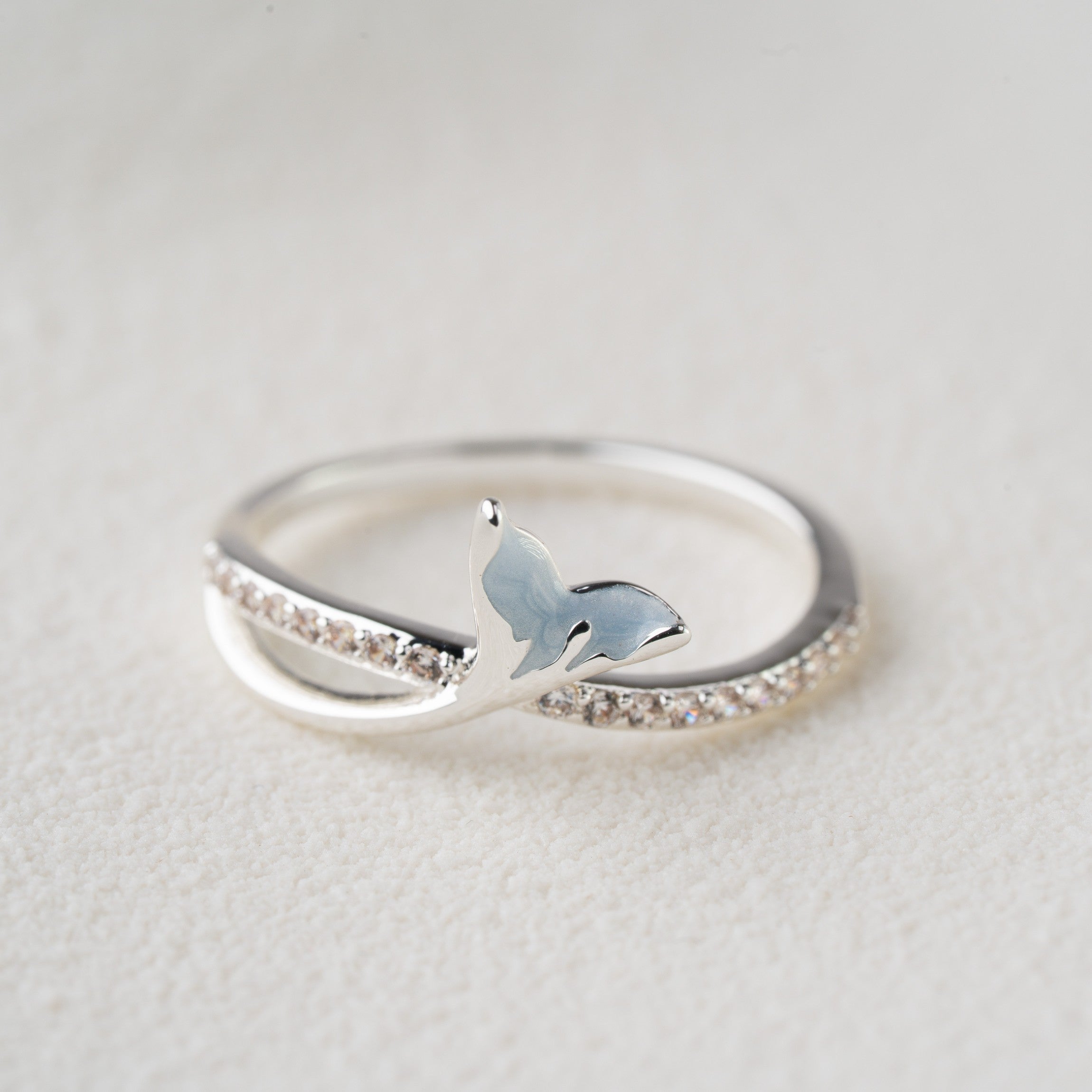 Mermaid Accent Crystal Band Ring
