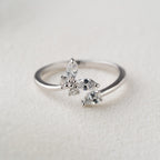 Minimal Floral Spark Ring with Crystal Petals