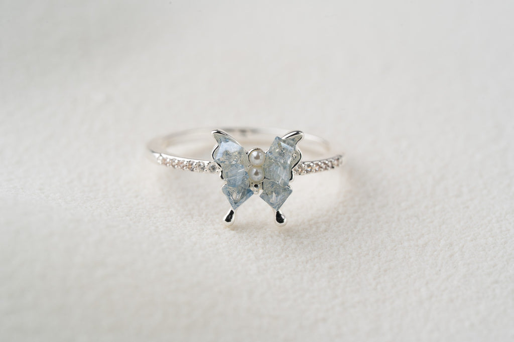 Butterfly Pearl & Crystal Statement Ring